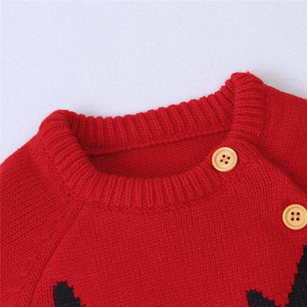 Baby Boys Girls Christmas Rompers Reindeer Knitted Infantil Jumpsuits Toddler Year&#39;s Costume Children Warm Wool Clothes 0-2Y