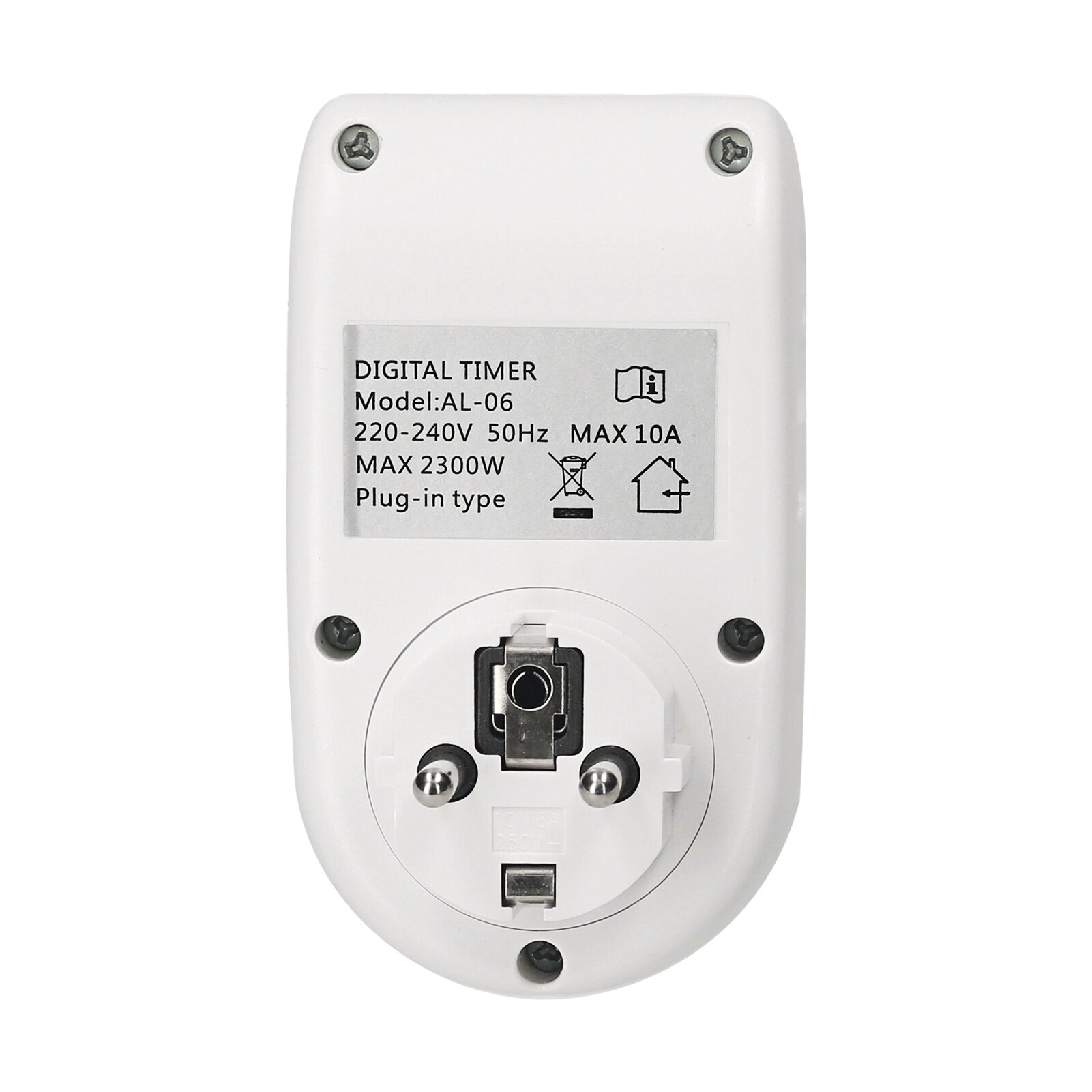 Plug-in Digital Timer Switch Weekly Programmable Electrical Timer Outlet 16 Independent ON/ OFF Programs (220V-240V, EU Plug)