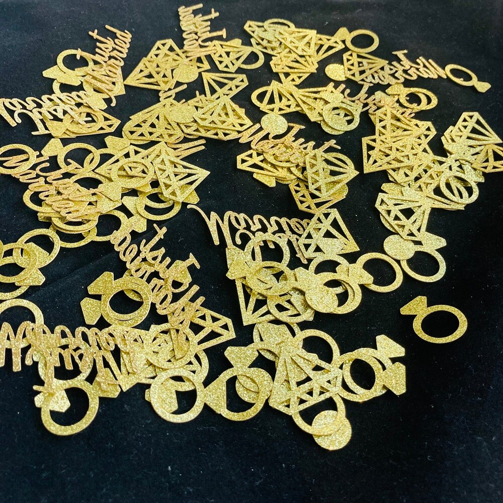 Gold Diamond Ring Paper Confetti Toss Wedding Table Confetti Glitter for Bridal Shower Engagement Party Table Scatter Decoration