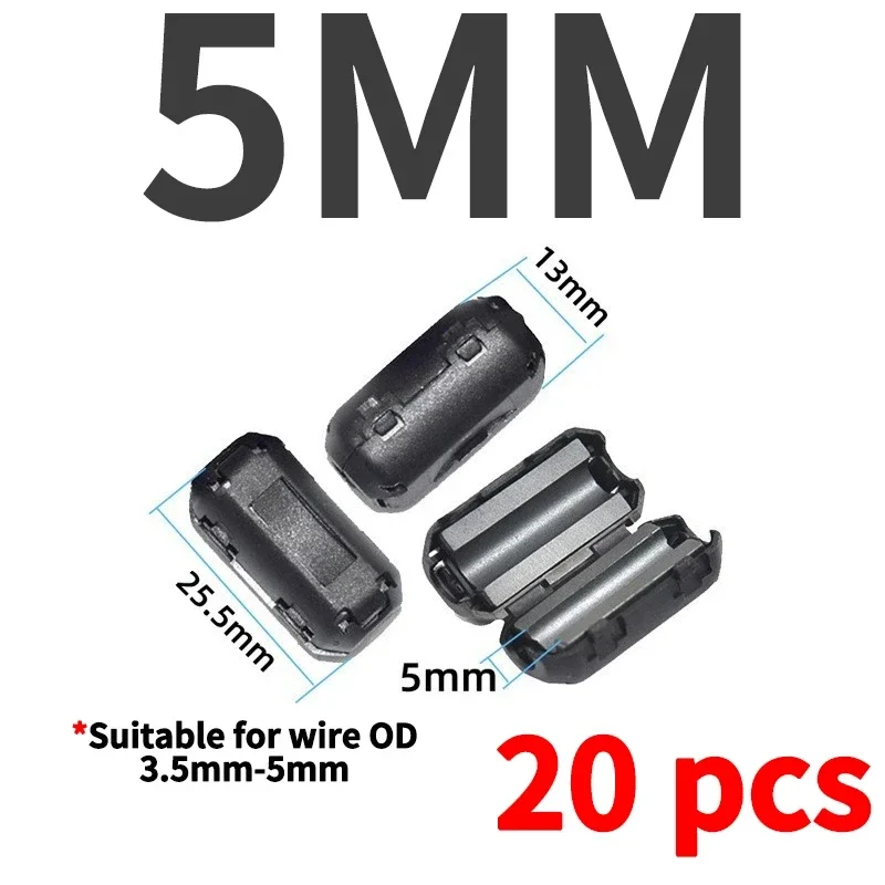 Anillo de Cable de núcleo de ferrita, cuenta de estrangulación de 3,5/5/7/9/13/15mm, filtro supresor de ruido RFI EMI para antena USB, Cable de Audio compatible con HDMI: Naranja