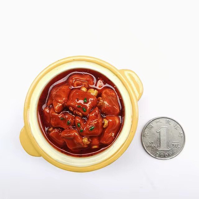 Gesimuleerde voedselkoelkastmagneten Hars geschilderde magneet Noedels Ribben Pot Leuke magneten voor koelkast Retro magnetisch handwerk: Light Grey