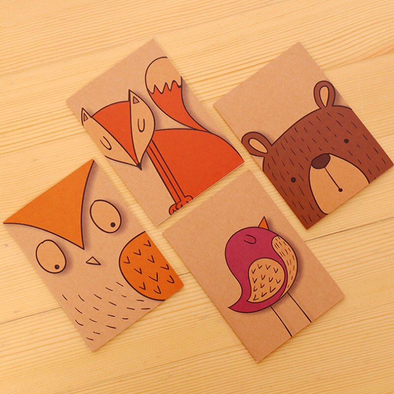 4pcs/lot Graffiti Cute Cartoon Kids Small Writing Craft Paper Blank Notebook Diy Handwritten sketches Painting School Office: Fox