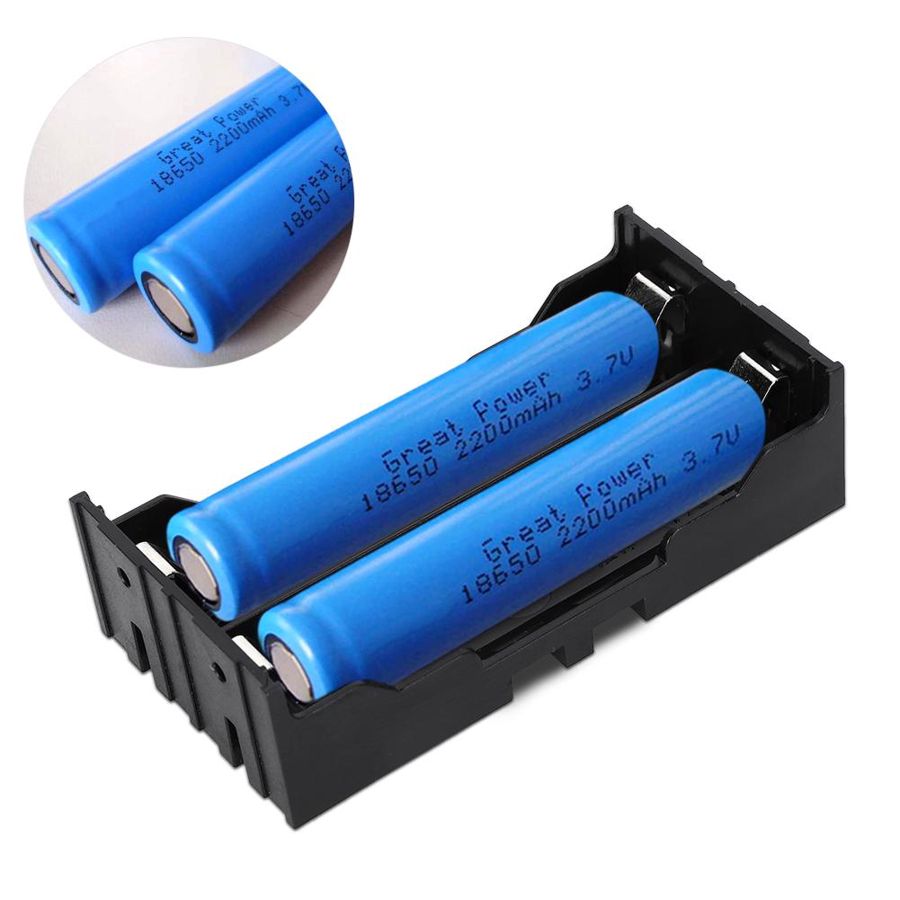 6 stk 2- spor batteri oppbevaringsboks koffertholder organisering for oppbevaring av 2 stk 3.7v 18650 batterikrets gjør-det-selv-verktøy