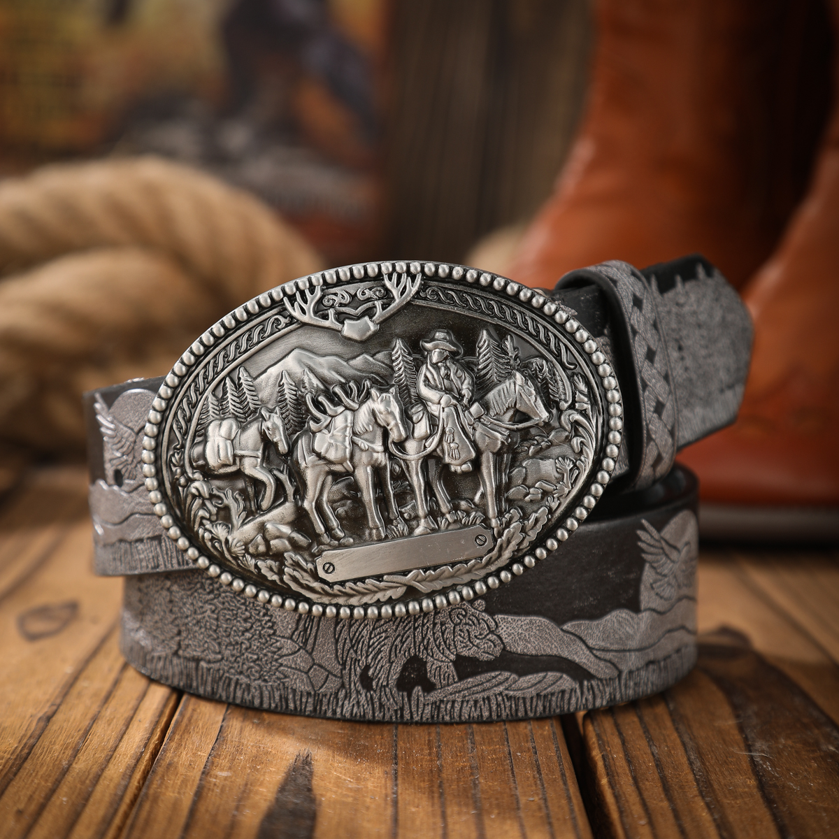 ¡Vintage se une a la ! Cinturón con hebilla de aleación de PU, adecuado para hombres y mujeres, para crear un estilo occidental personalizado