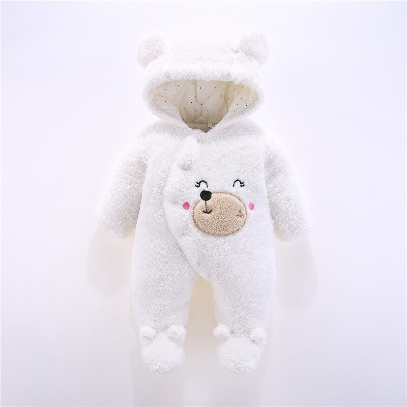 Flannel Jumpsuits Soft Fleece Thicken Warm Bear Romper For Boy Girl Newborn Baby Romper Winter Shape Hooded Outfit Romper