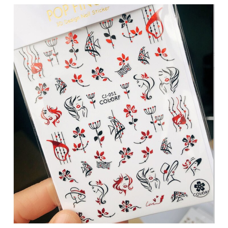 Terug Lijm Stickers Handgeschreven Harten Letters Berichten Nail Decals Decoratie Voor Nail Art Manicure Schoonheid