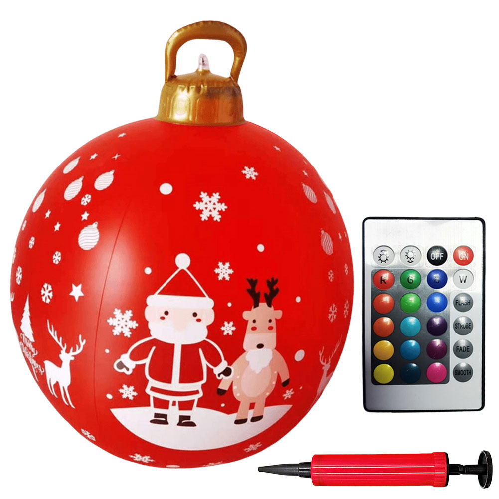 Outdoor Christmas Inflatable Decorate Ball 60cm PVC Giant Inflatable Model Ball with Lights Xmas Tree Festive Decoration Balloon: green