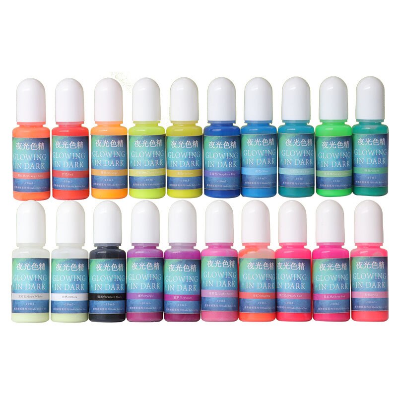 10 farver epoxy uv harpiks farvestof farve pigment glødende i mørk ab krystal lim håndlavet gør-det-selv materiale pigment til smykker ma