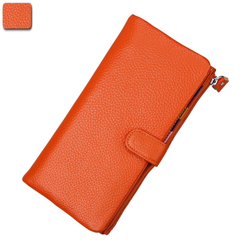 Slikfarvet kvinders læder tegnebog kort lidt mere tegnebog clutch taske: 3595 orange