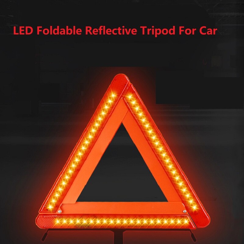 Led foldbar bil reflekterende trekant advarselsskilt vejtrafik værktøj farvel til bagende kollision