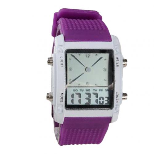 Couple Watches for Women Men Wrist Watch LED Dual Display Electronic Digital Watch Wristwatches часы женские наручные: Purple