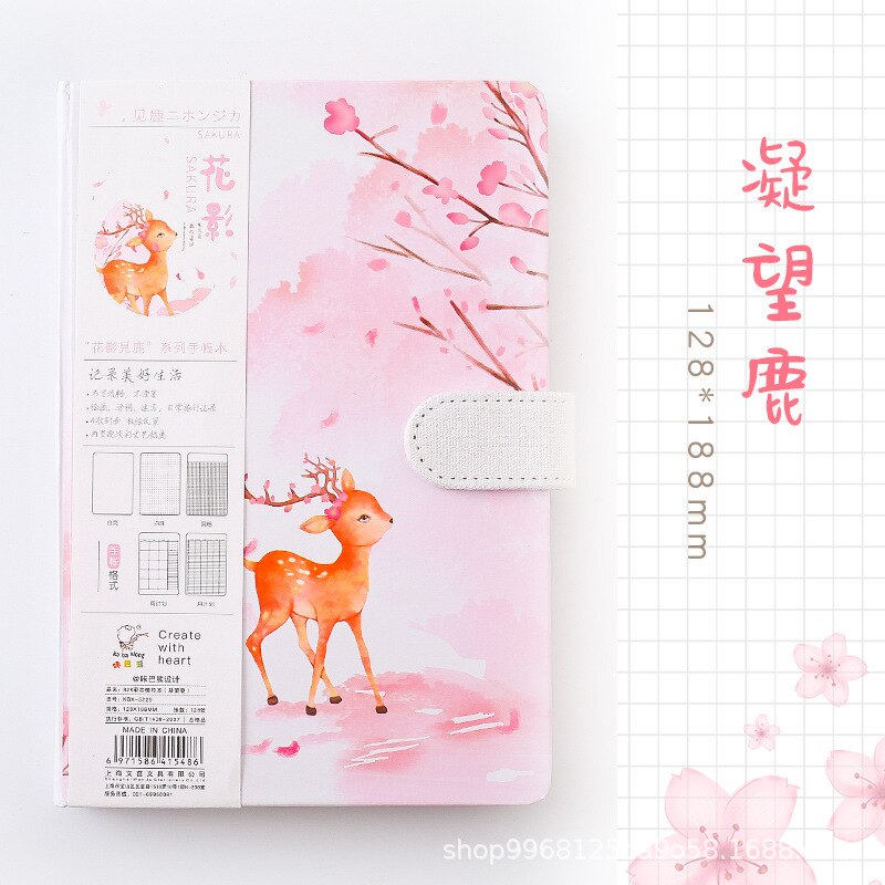 Kawaii tidsskrift  a5 rosa elg hjort notatbok rutenett prikk blank tegning daglig ukeplanlegger dagsorden skolemateriell skrivesaker: Rosa b
