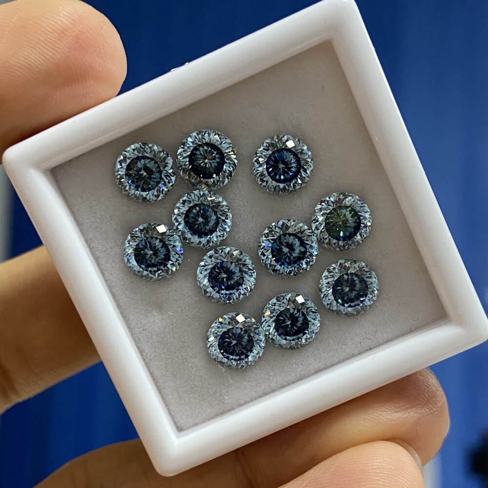 Meisidian Newest Lab Created Excellent 1 Karat 6.5mm 100 Faceted Cut Blue Sapphire Moissanite Diamond Price Per Carat