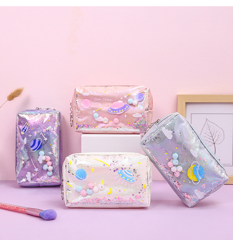 Miyahouse Quicksand maquillage sac Laser Sequin femmes fermeture éclair cosmétique organisateur stockage voyage Portable beauté lavage pochette étui sac