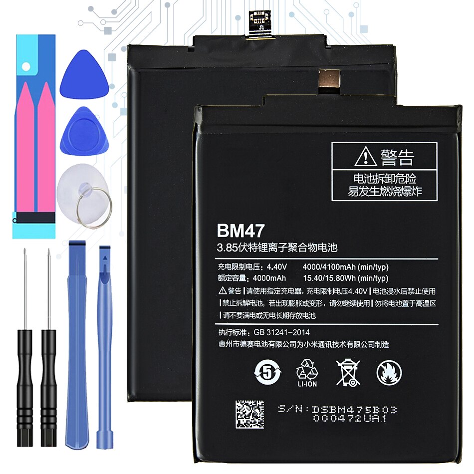 BM47 Vervangende Batterij Voor Xiaomi Redmi 3 3S 4x 3pro Hongmi 3 3S 4x Bateria 4100Mah Bm 47 BM47 + Tracking Nummer