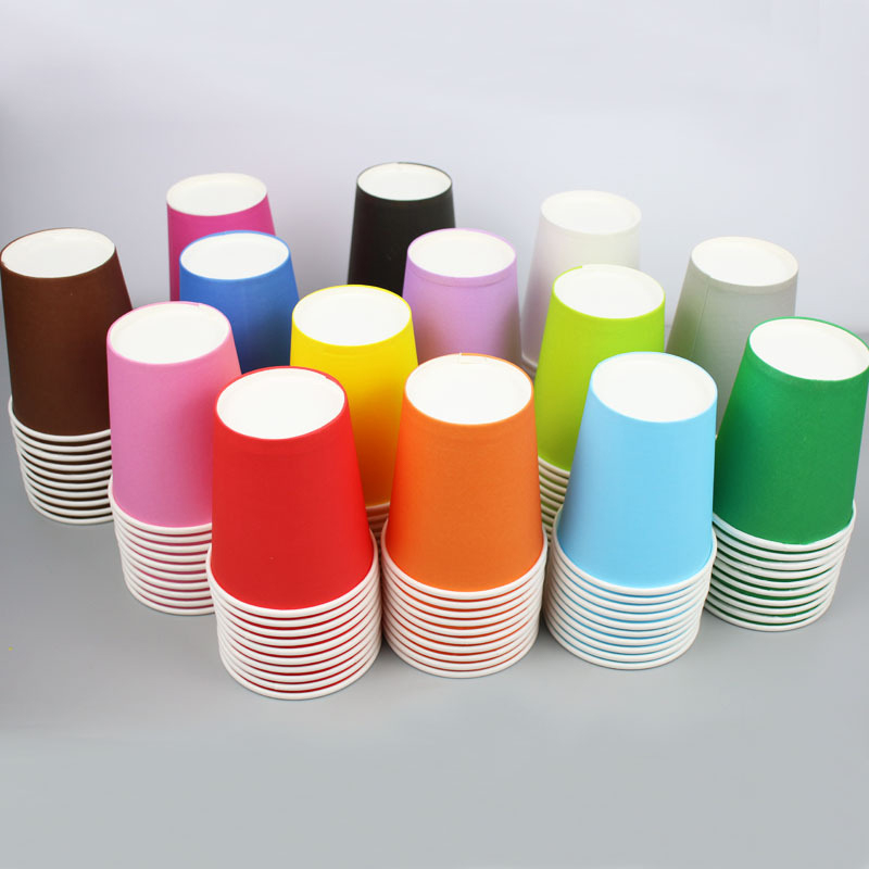 10 stk. 9oz/250ml ensfarvede tykke papkrus engangskop bryllup fødselsdagsfest engangsservice engangs papkrussæt