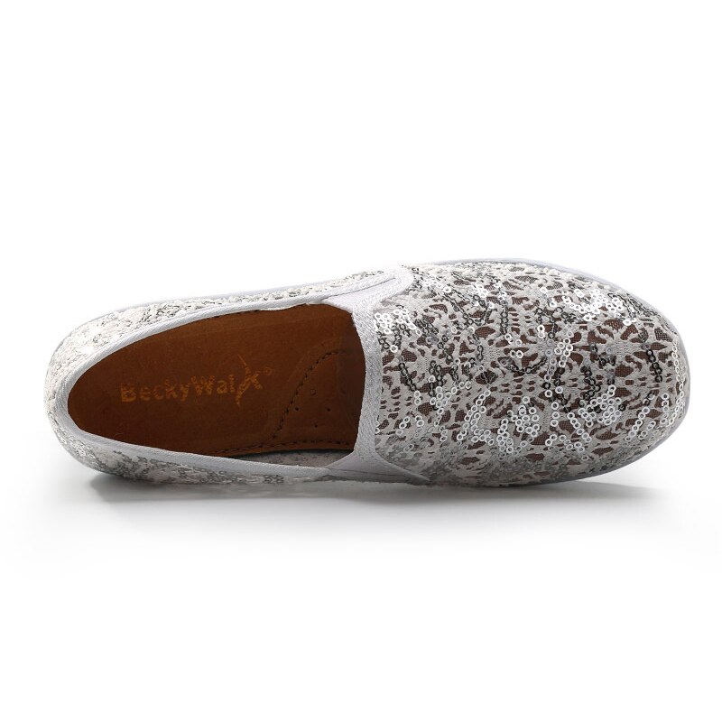 Eofk Vrouwen Flats Platform Sneakers Zomer Casual Moccasions Dames Loafers Bling Glitter Ademend Mesh Schoenen Vrouw Schoenen