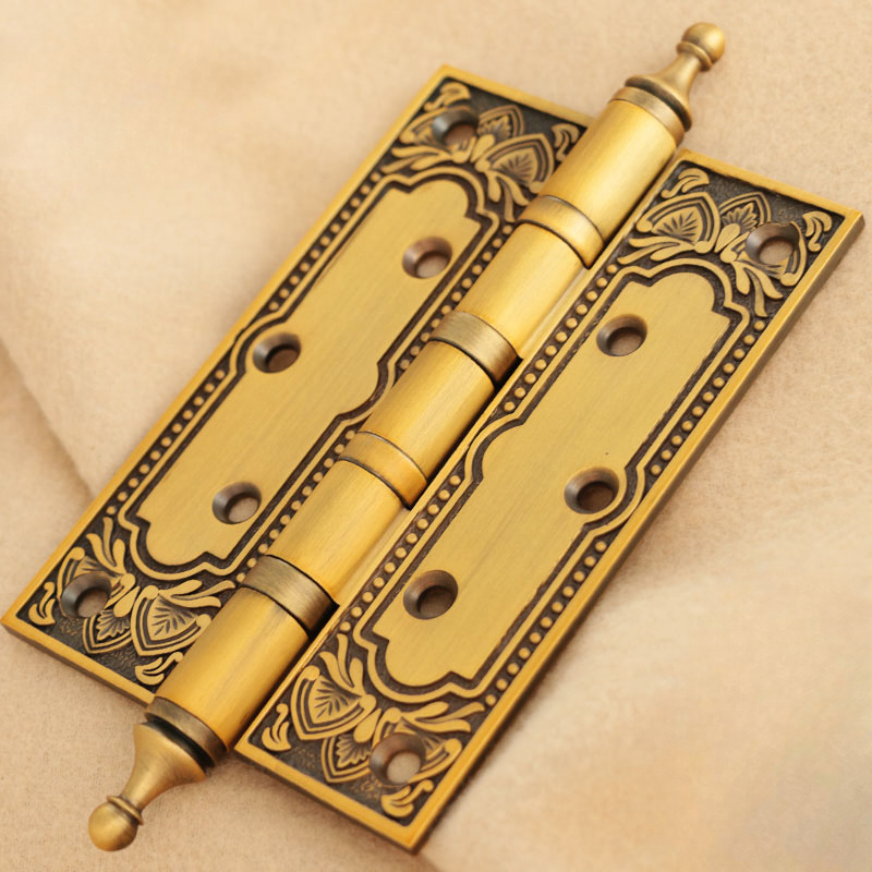 Charnière de porte en laiton de luxe européen, 5 pouces, charnière électrolytique haut de gamme, roulement silencieux, rétro, intérieur, 1 pièce