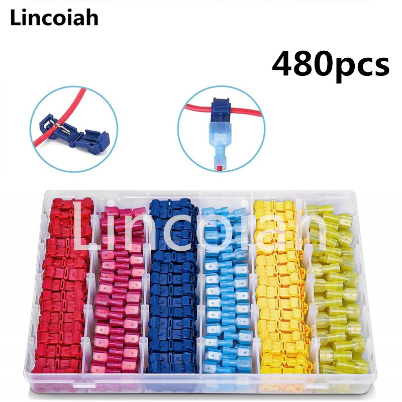 Conectores t-tap, autopelado, empalme rápido, terminales de Cable eléctrico con aislamiento, desconexión, bloqueo de pala, alicates de crimpado de Cable, HS-40J: 480pcs(240set) Box