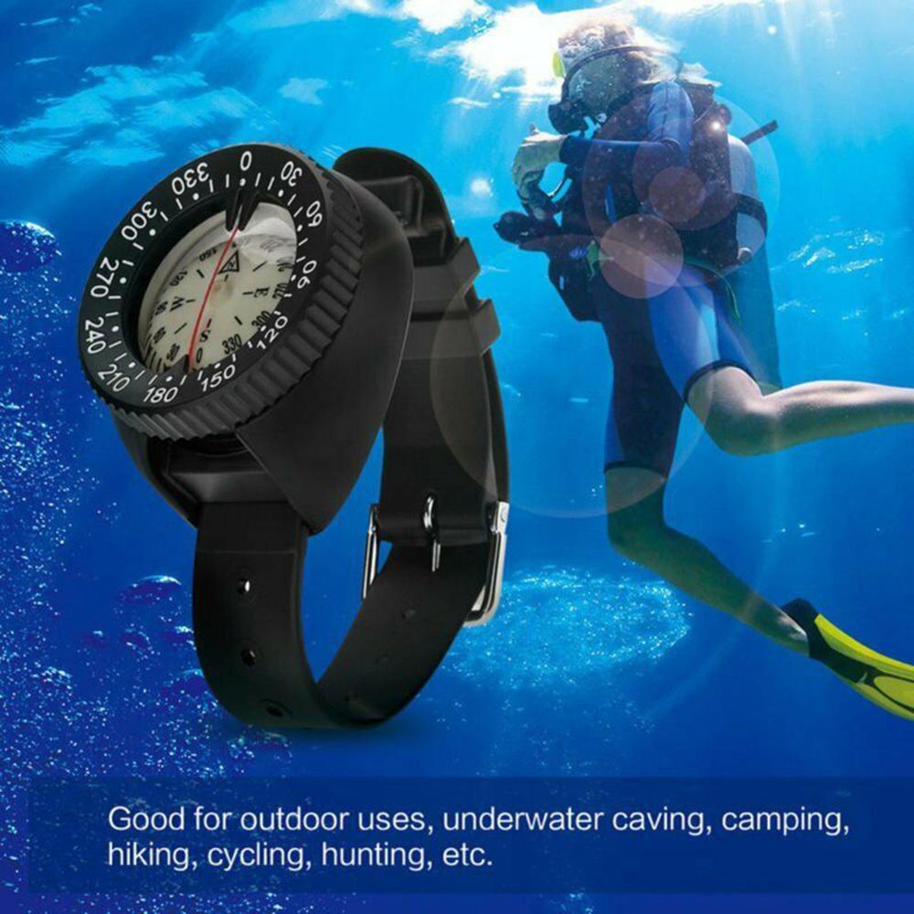 50M Waterdicht Kompas Onderwater Speleologie Camping Zwemmen Kompas Met Polsband Duiken Scuba Horlogeband Fluorescerende Wijzerplaat Kompas