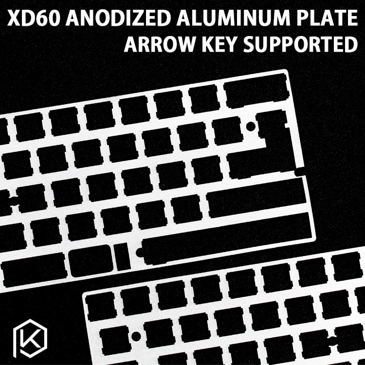 Placa de Teclado mecánico de aluminio 60%, compatible con xd60, xd64, gh60, color plateado