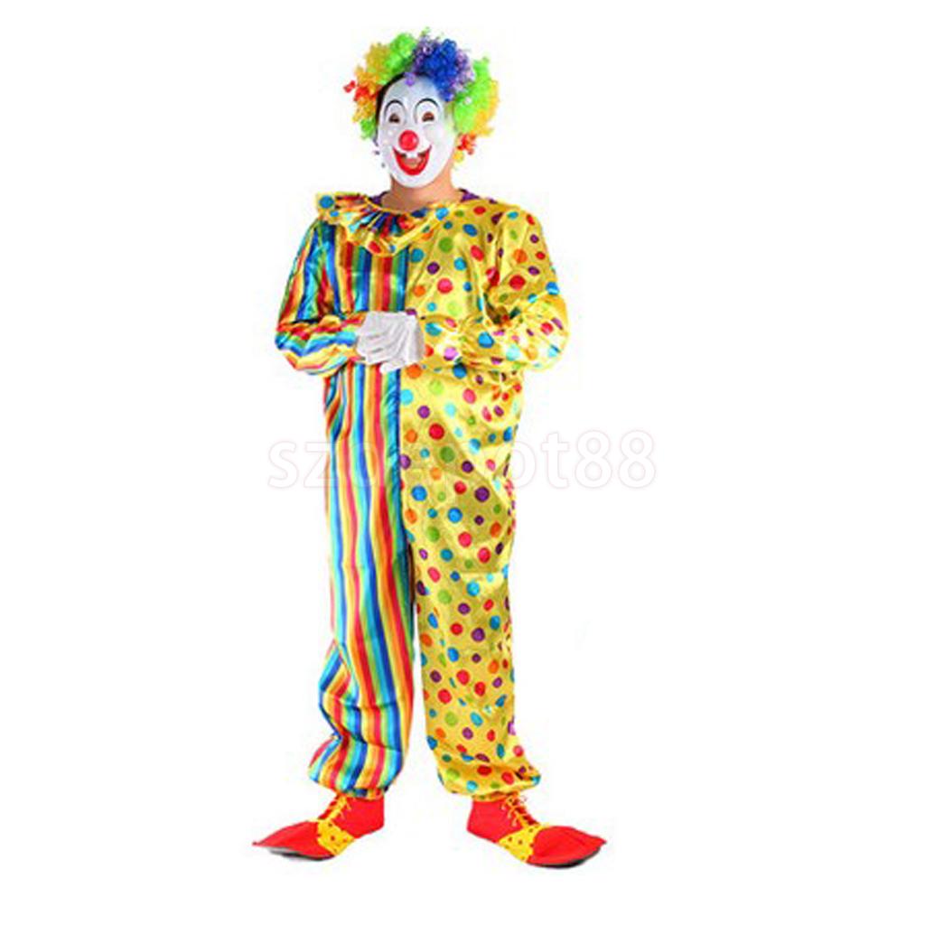 Circus Clown Kostuum Comedy Strepen Spotted Volwassen Outfit Party Halloween Carnaval Party Fancy Dress