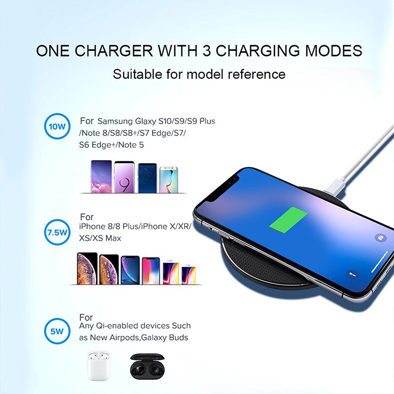 Qi Wireless Charger 10W Phone Charger For Xiaomi Mi 11 10s Lite Wireless Charging Pad For iPhone 12 11Pro Max Mini X XR 8 Plus