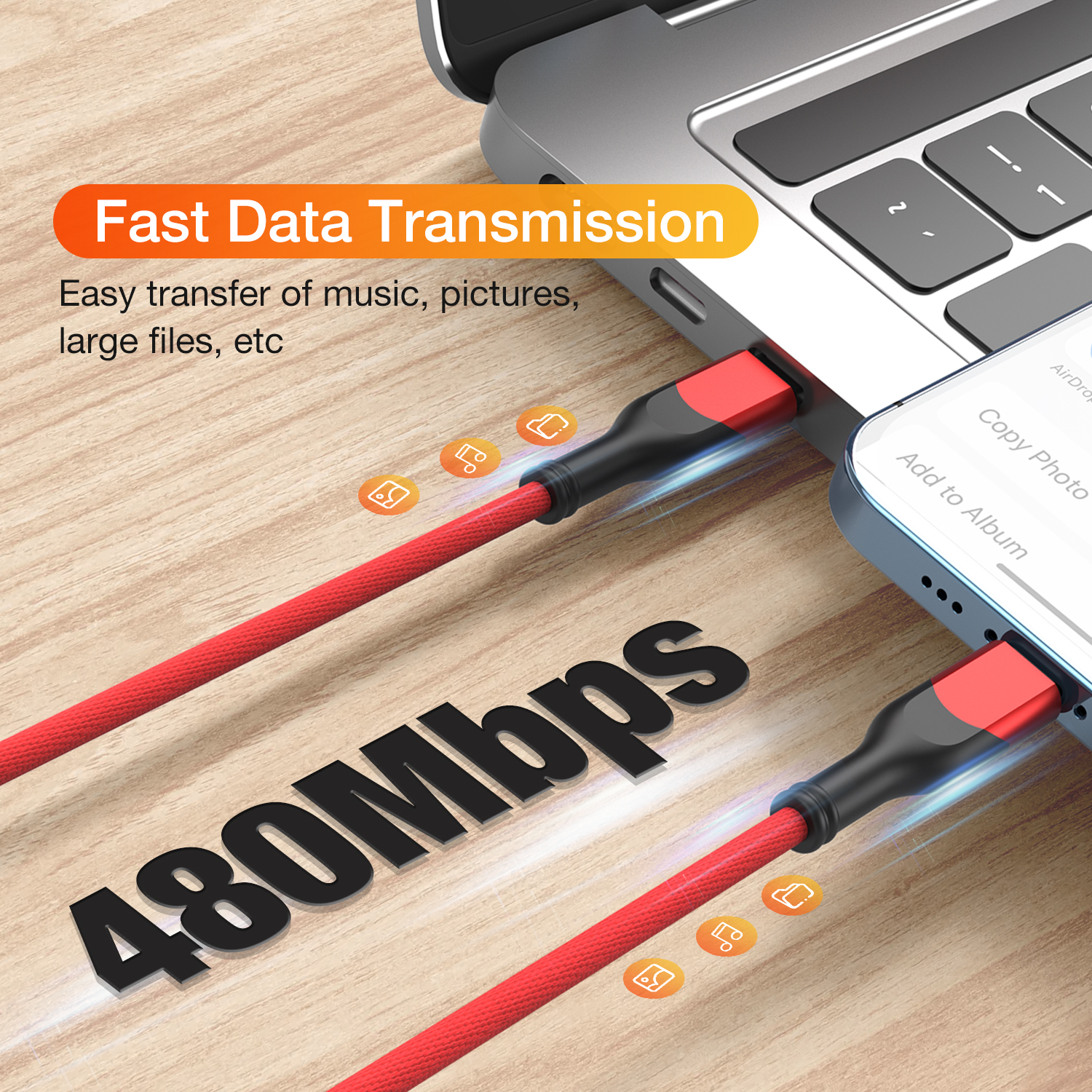 Usb-kabel til iphone 14 13 12 11 max xs xr  x 7 8 plus se ipad mini hurtiglading usb c  pd 27w datalader ledning 1m 2m 3m