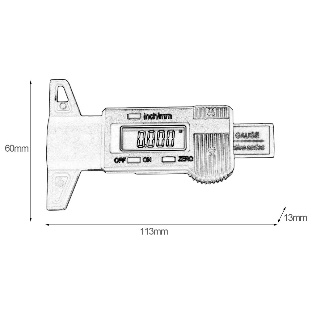 Comprobador de profundidad Digital para neumático de coche 0-25mm Profundidad del dibujo del neumático calibrador medidor calibrador de herramienta de medición pantalla LCD Medición de neumáticos