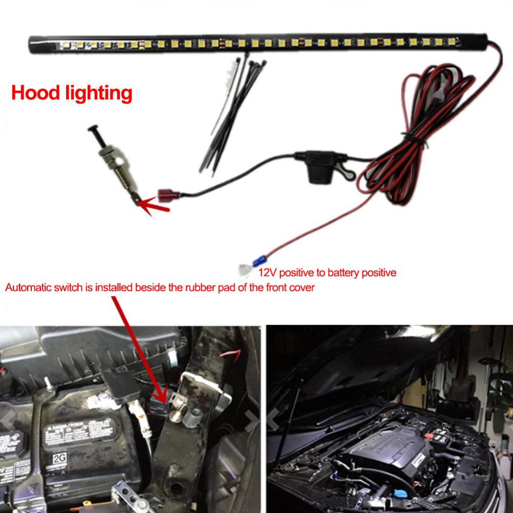 Voiture lumière Led s voiture entretien lampe travail lumière blanc sous le capot Kit de lumière LED avec automatique marche/arrêt universel convient à tout véhicule