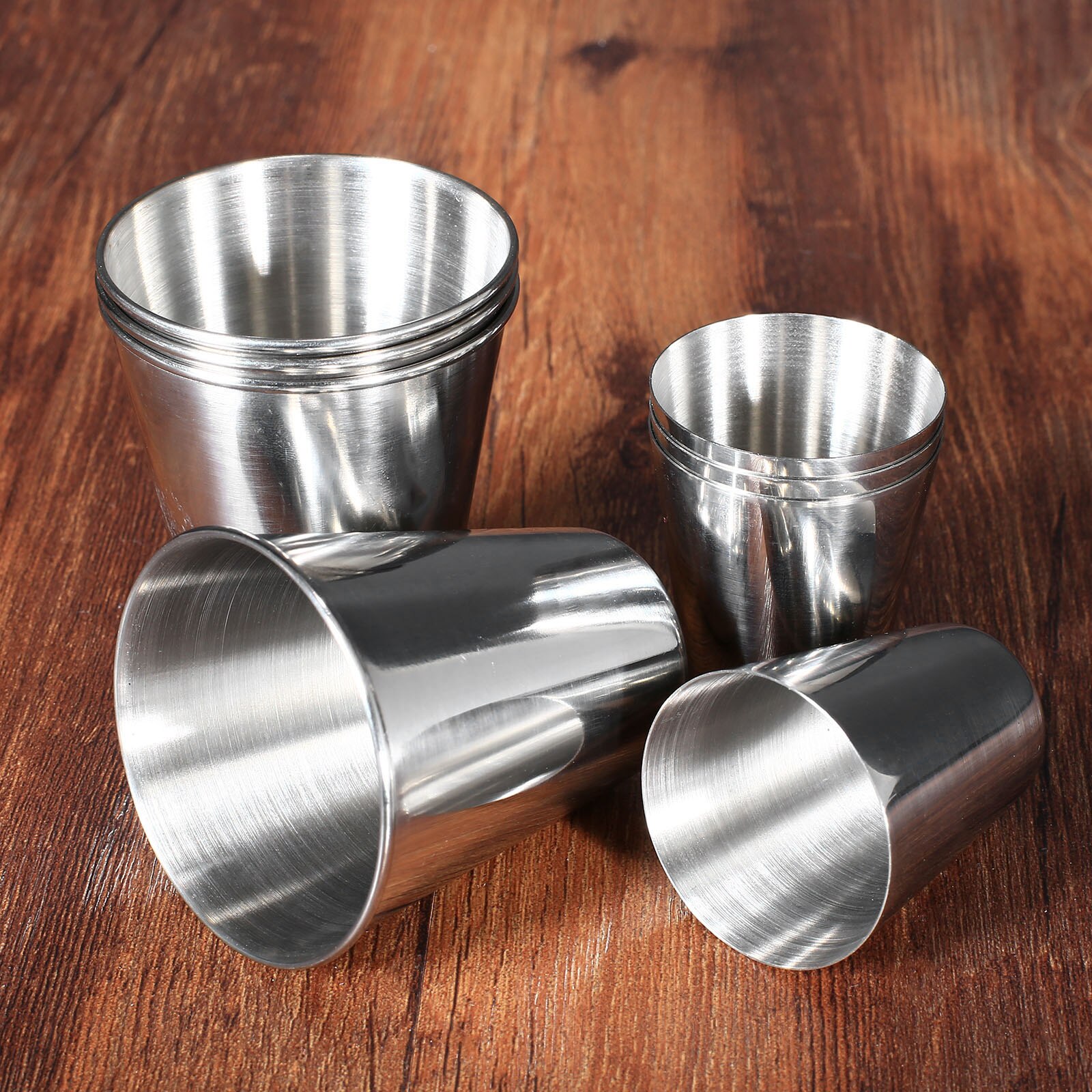 Lot De 4 Verres à Vin Empilables En Acier Inoxydable 70 Ml - Tasses Métal Avec Manches Pour Camping, Voyage, Pique-nique