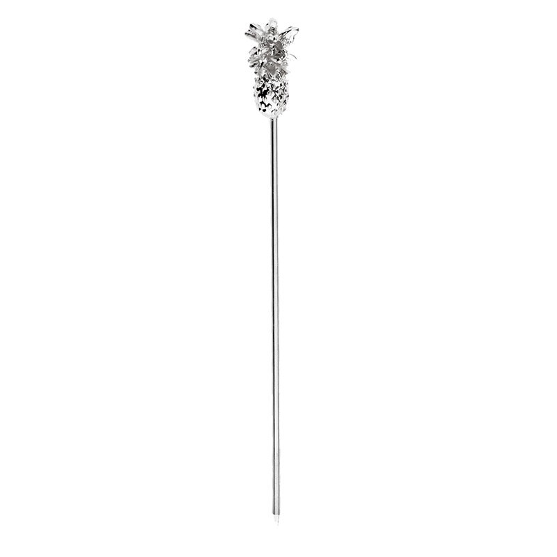 Stainless Steel Swizzle Sticks Fruit Pineapple Stick Cocktail Pick for Kitchen Bar Accessory: Silver 5pcs