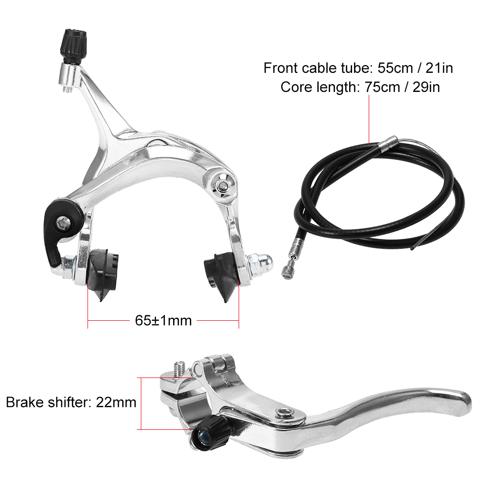 Front/Rear Fixie Bike Brake Kit Road Bike Cruiser Brake Set Bike Caliper Brake Kit Side Pull Brake Set Mountain Bike Accessories