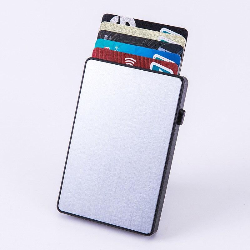 Anti Rfid Credit Kaarthouder Mannen Minimalistische Portemonnee Slim Dunne Business Bank Kaarthouder Pack Case Pouch Mannelijke Metalen Doos Portemonnee: Silver