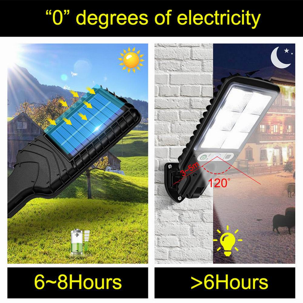 PIR Ip65 100W 200W 300W Solarne lampy ogrodowe Zewnętrzne wodoodporne Led Ogród Solarne lampy Zewnętrzne wodoodporne słoneczne lampy uliczne