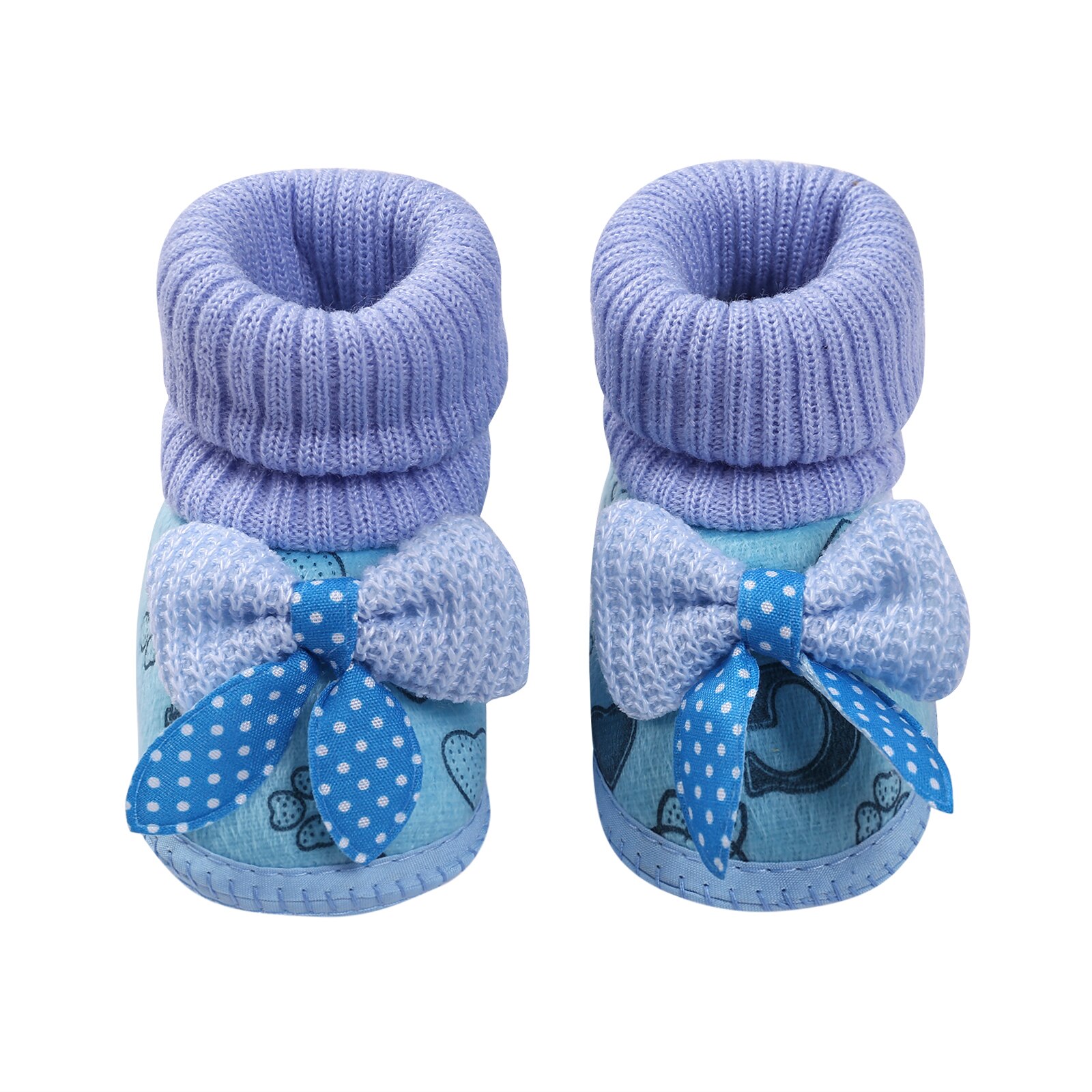 Toddler Baby Girls Bowknot Walking Shoes Toddler Plush Anti skid Boots for Kids Lace Up Bow Children's Elastic Sole Socks: Sky Blue / 3-5 Months