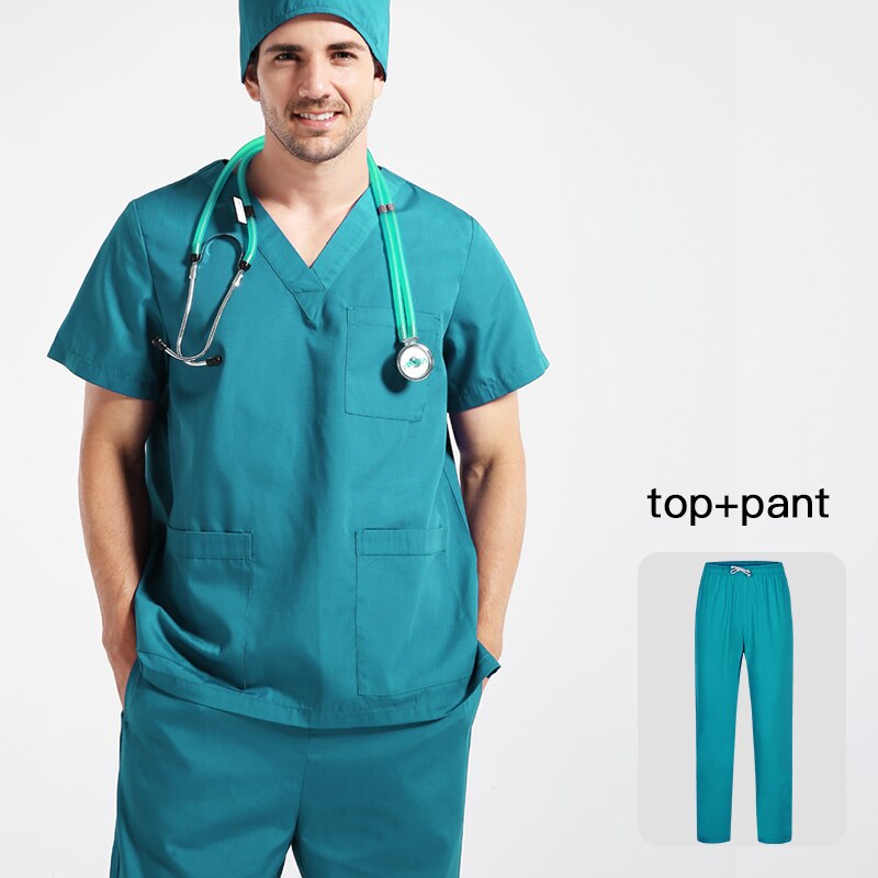 Kurzarm schönheit salon sets gesundheit service scrubs uniformen V-ausschnitt arbeits Uniformen Anzüge Labor kleidung für sommer neue: Lake blue / XXL
