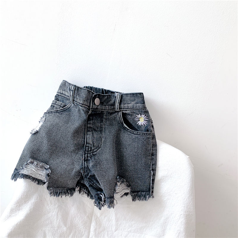 Barn Denim Shorts för Flickor - Resår i Midjan - Sommar - 2-6 År: Svart / 24M