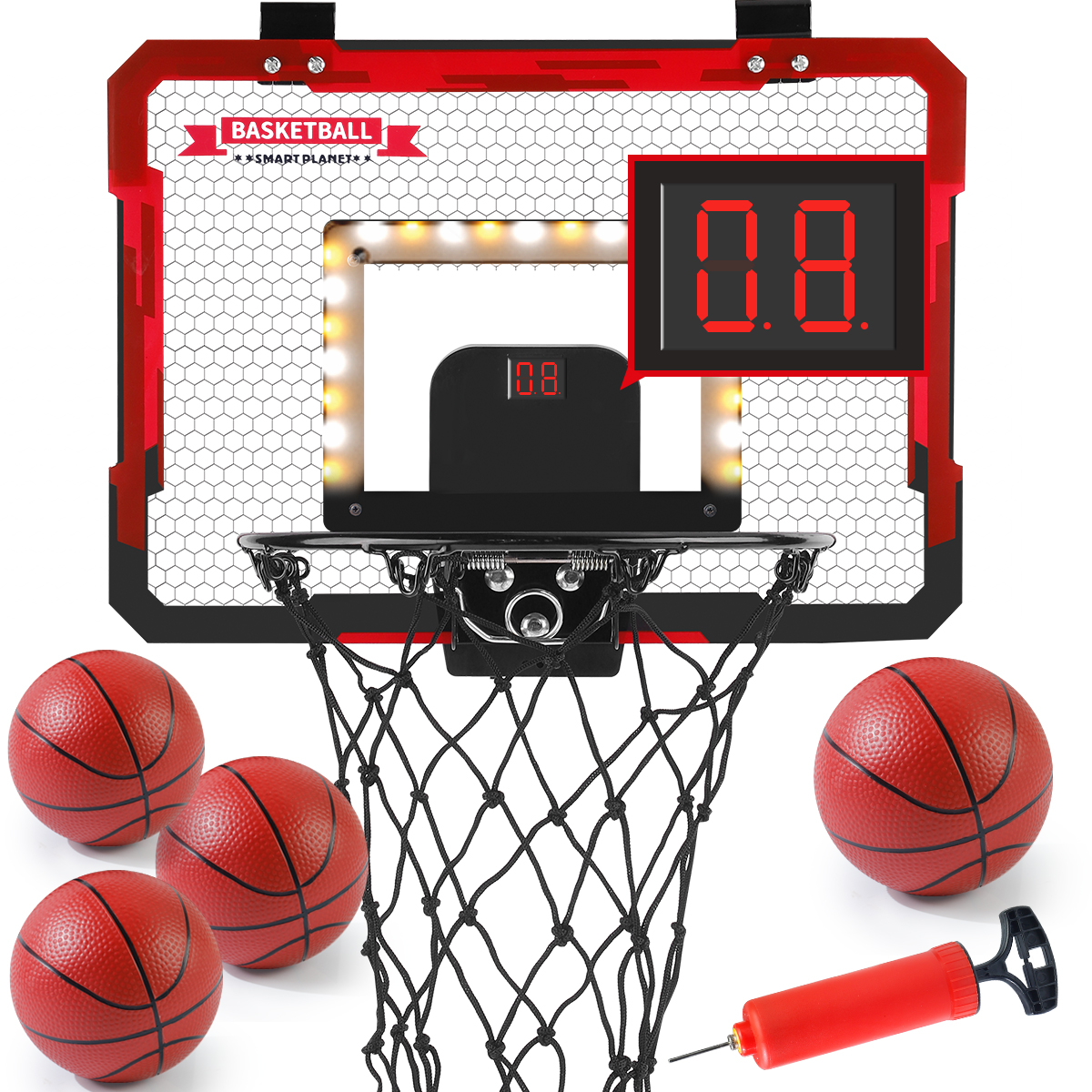 Indoor Kids Basketball Hoop, Dunkable Mini Basketball Hoop Over-the-Door, Teen Toy, Halloween/Christmas/Thanksgiving: green