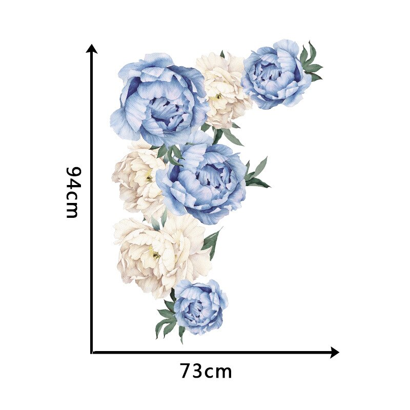 73x94cm Pink Peony Flower Wall Stickers Romantic Flowers Home Decor for Bedroom Living Room DIY Vinyl Wall Decals Christmas: Blue
