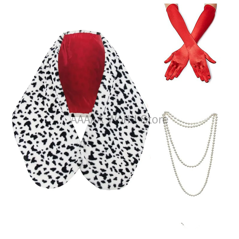 Women Cruella Deville Costume Accessories Spotted Dog Leopard Print Scarf 1920s Gloves and Holder for Cosplay Halloween Party: Blue