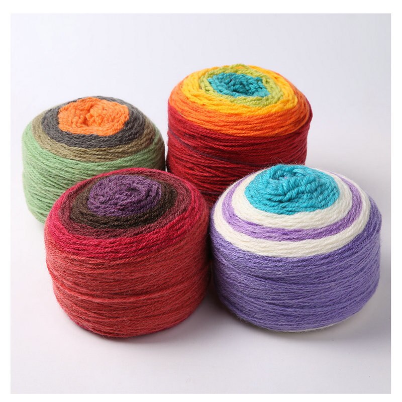 190g flerfarvet linned gradient håndstrikket farvet garn regnbuesweater sjal tørklæde hæklet tråd farve sofa garn bold