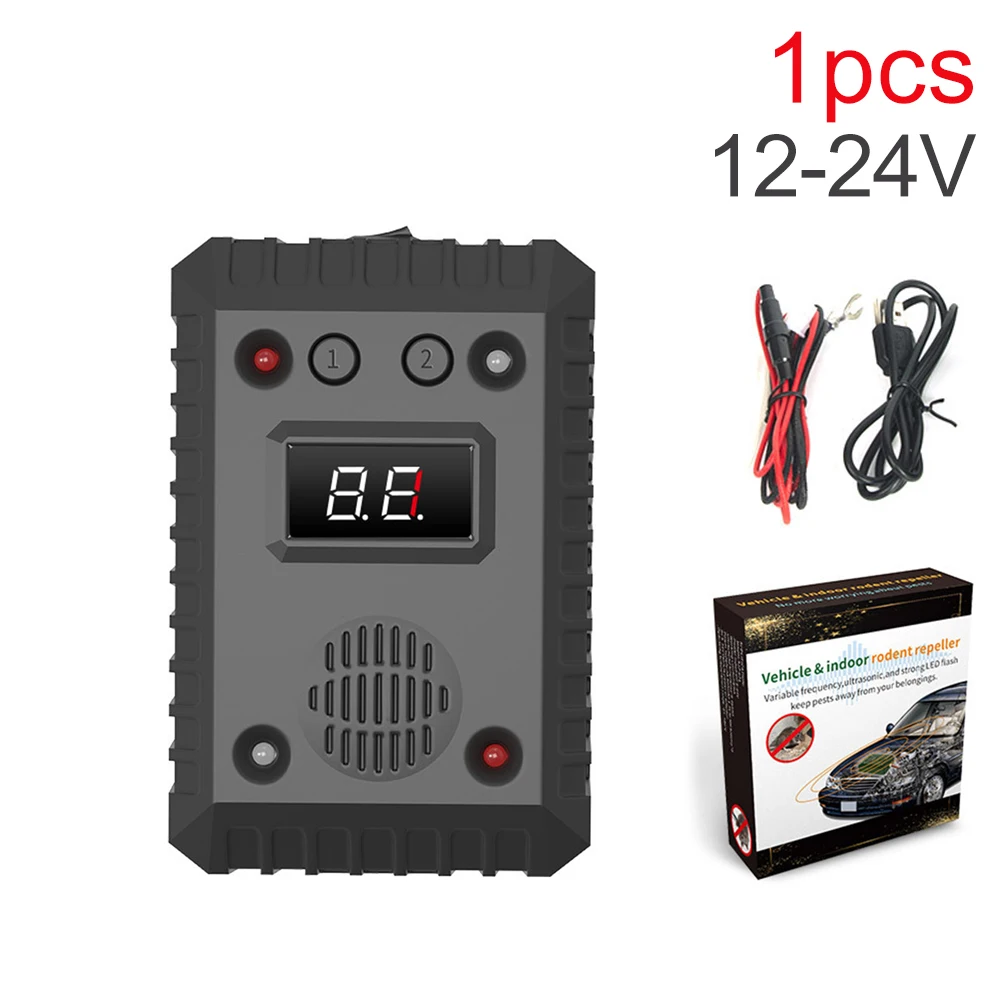 Repelente ultrasónico de ratas para coche, luces estroboscópicas de 8 LED, repelente de roedores, alarma de ultrasonido, repelente de ratas de ratón para Auto/Interior/almacén: Gris claro