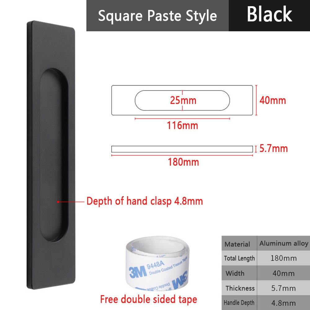Onubao-manija de puerta corredera sin perforaciones, puerta de vidrio de almacén, manija deslizante de cocina, pasta adhesiva de doble cara