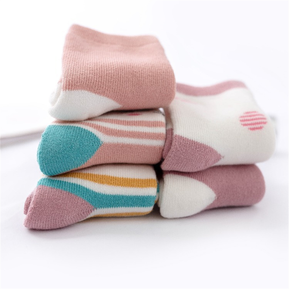 5pairs/set Cartoon Baby Socks Thicken Soft Warm for Baby Kids Children Girls Boys Autumn Winter Breathable Cotton Socks