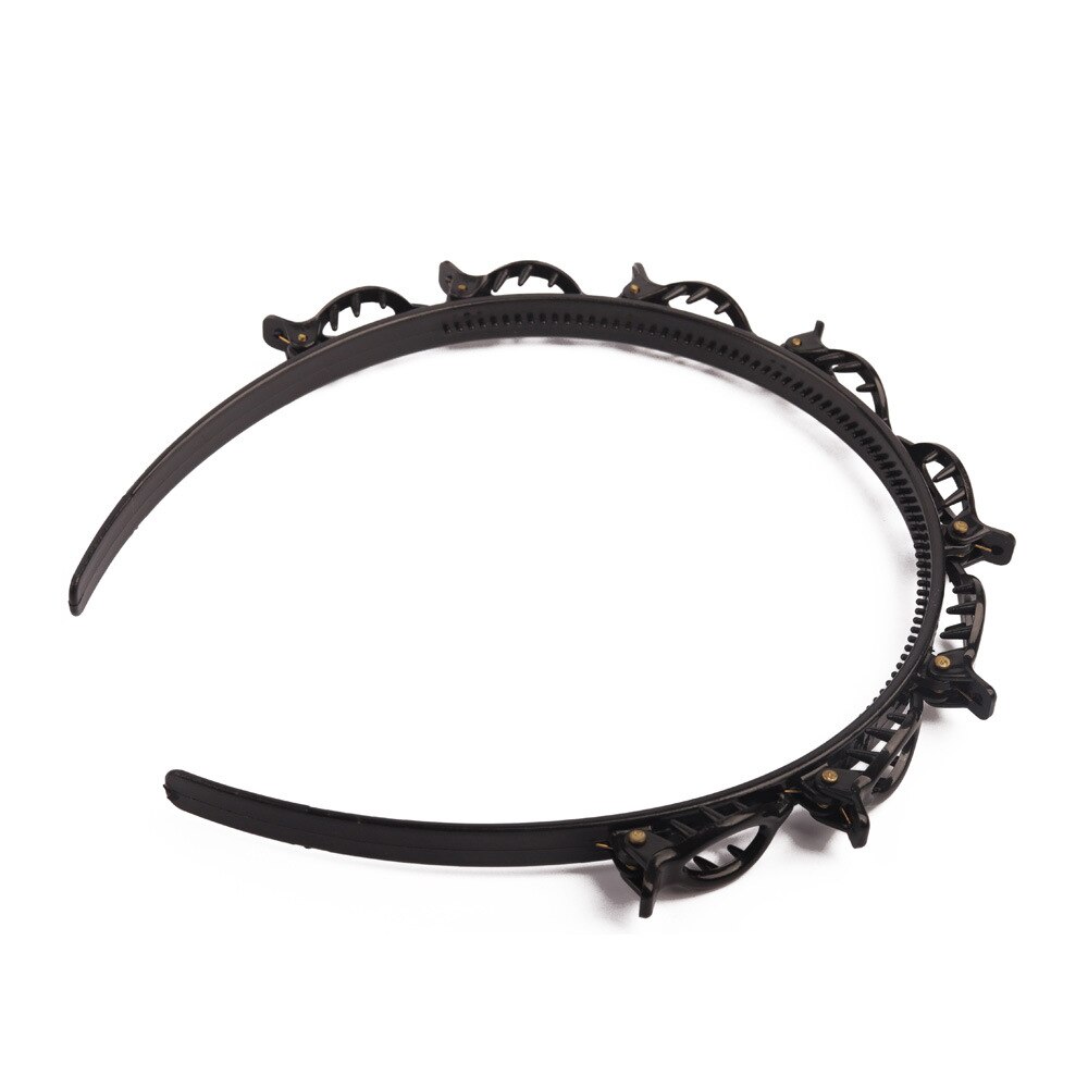 Unisex alice haarband hoofdband mannen vrouwen sport haarband metalen hoepel dubbele pony kapsel haarspeld x'mas: Zwart