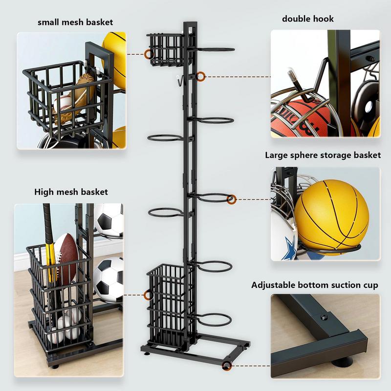 Ball Lagerung Gestell Basketball Ball Organizer Lagerung Stehen Vertikale Anzeige-ständer Basketball Organizer Gestell Für FußBall Und