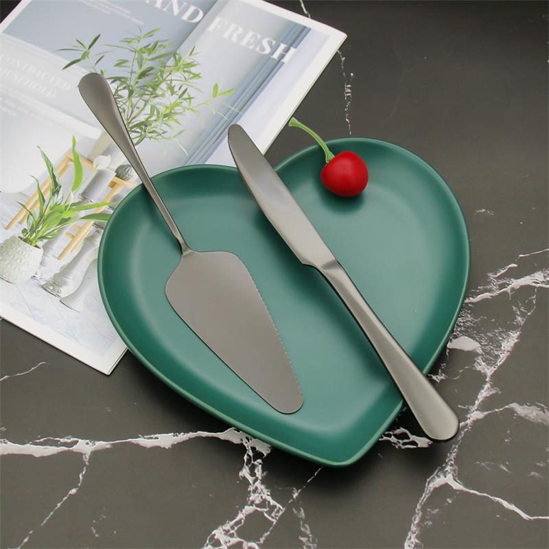 Small Rose Gold Wedding Cake Shovel Knife Set 9&#39;&#39; 23cm Rainbow Cake Server Transfer Black Cutlery Silver Dessert Muffin Cutlery