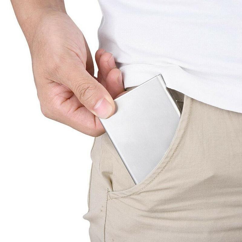 Stål kreditkortshållare fodral bärbar slim anti protect id korthållare för kvinnor män utomhus resor metallfodral plånbok