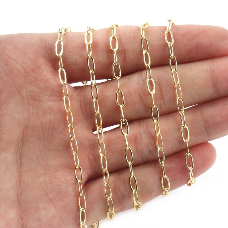 1 Meter Koper Oval Link Chain Paperclip Vierkante Kabel Ketting Armband Kettingen Bevindingen Voor Sieraden Maken Levert Accessoires: Small Square Buckle